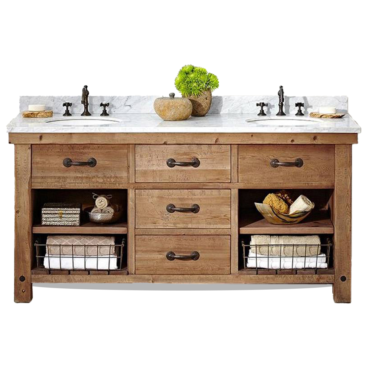 Double trough sink washstand