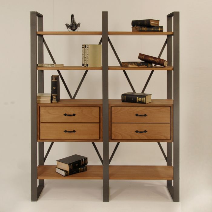 OPEN BOOKCASE WITH DRAWERS